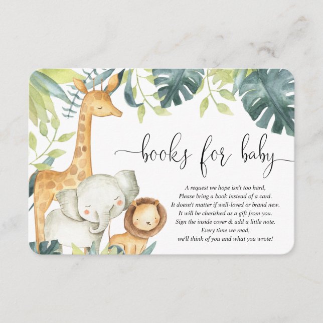 Safari animals gender neutral books for baby enclosure card (Front)