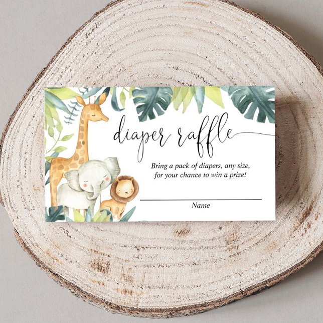 Safari animals gender neutral diaper raffle cards (Creator Uploaded)