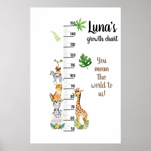 Safari Animals Growth Height Chart (Front)