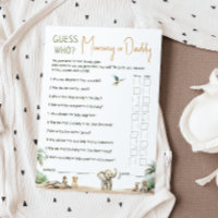 Safari Animals Guess Who Mummy Or Daddy Card