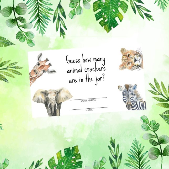 Safari animals - how many animal crackers game enclosure card (Creator Uploaded)