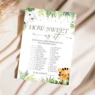 Safari Animals How Sweet Is It Baby Shower Game