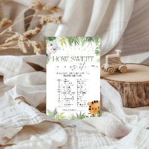 Safari Animals How Sweet Is It Baby Shower Game