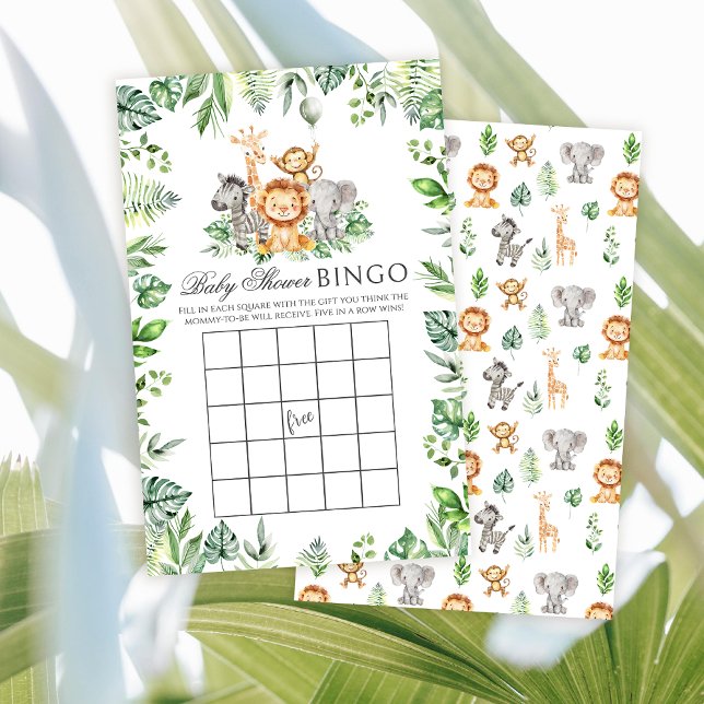 Safari Animals Jungle baby boy shower bingo game (Creator Uploaded)