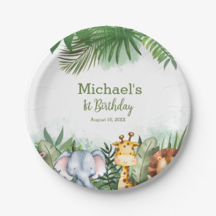 Safari Animals Jungle Birthday Personalised Party Paper Plate