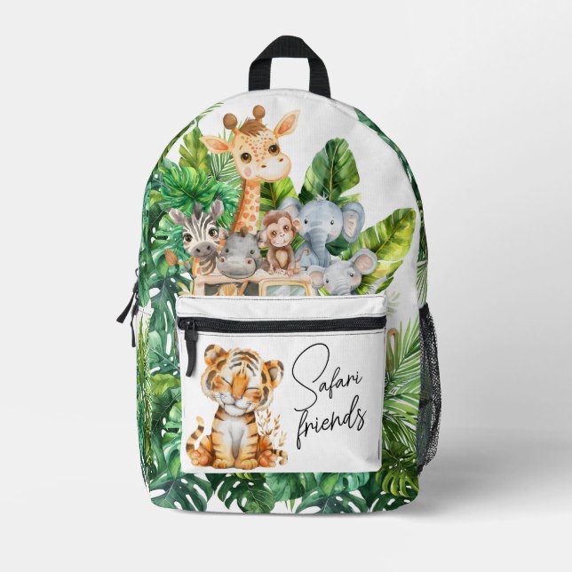 Safari Animals Jungle Friends Kids  Printed Backpack (Front)
