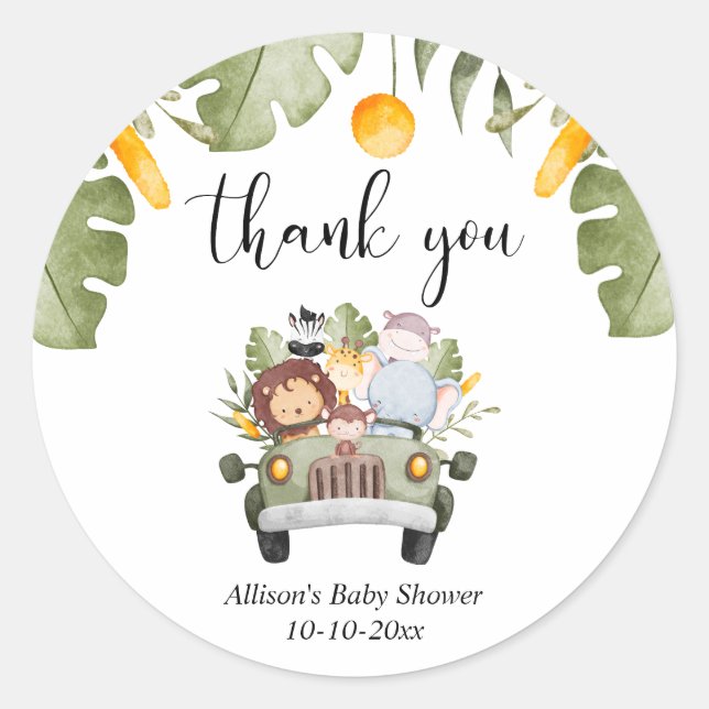 Safari animals jungle theme wild one classic round sticker (Front)