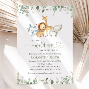 Safari Animals, Jungle, Wild Animals, Baby Shower Invitation