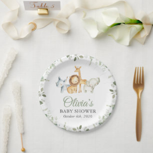 Safari Animals, Jungle, Wild Animals, Baby Shower Paper Plate