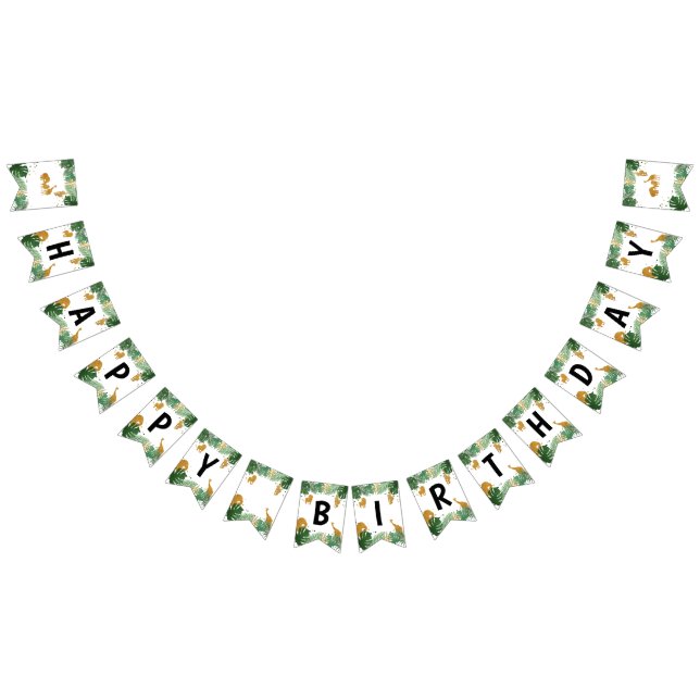 Safari Animals Jungle Wild One Happy Birthday Bunting (All)