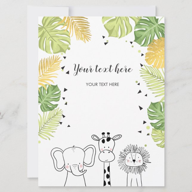 Safari Animals Jungle zoo Insert card Wild One (Front)