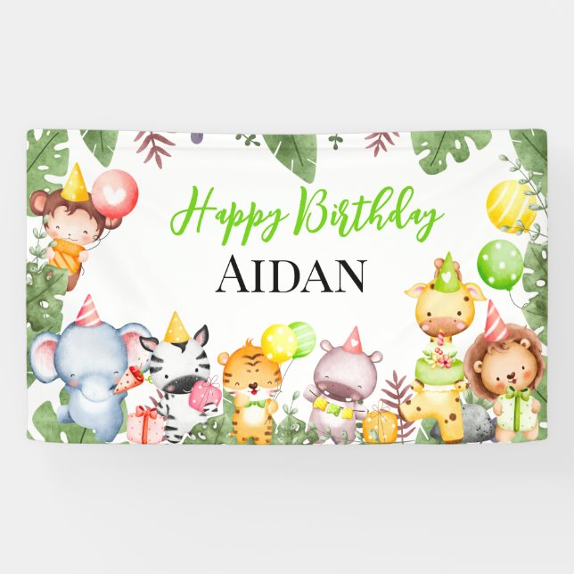 Safari Animals Kids Birthday Party  Banner (Horizontal)