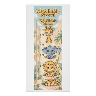 Safari Animals Kids Growth Chart — Watch Me Grow!