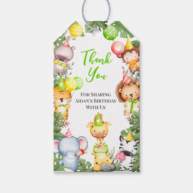 Safari Animals Kids Party Thank You Gift Tag (Front)