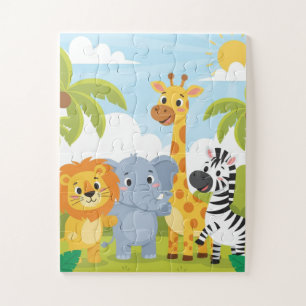 Safari Animals Kids Puzzle Cute Lion Elephant Gi