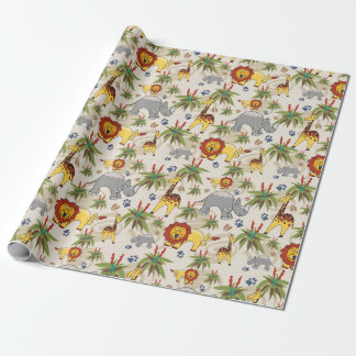 Safari animals kids wrapping paper