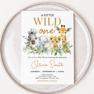 Safari Animals Little Wild One Baby Shower Invitation