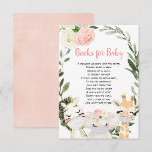 Safari animals masks book request girl baby shower enclosure card