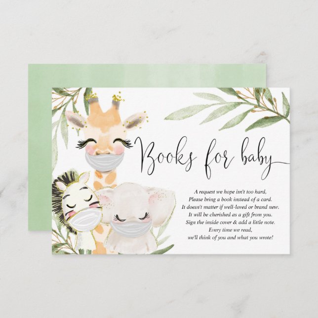 Safari animals masks gender neutral books for baby enclosure card (Front/Back)