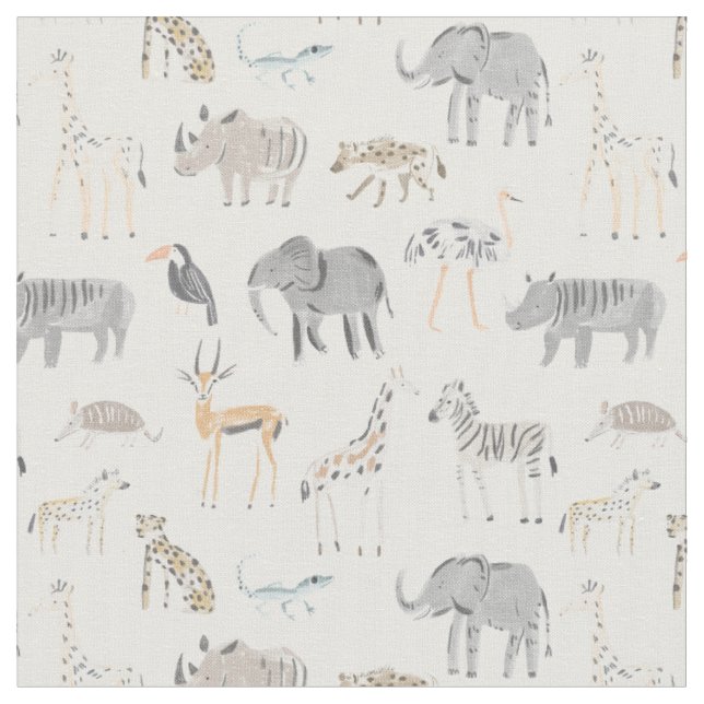 Safari Animals Minimal nursery Fabric (Close Up)