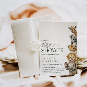 Safari Animals Modern Baby Shower Invitation