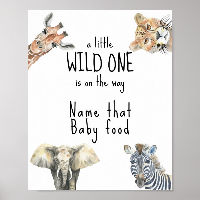Safari animals - Name that baby food Poster (Front)