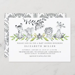 Safari Animals Neutral Baby Shower Invitation