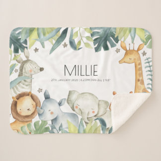 Safari animals newborn baby announcement blanket