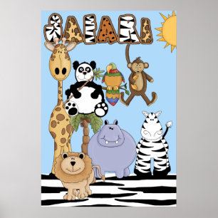 Safari Animals Nursery Poster