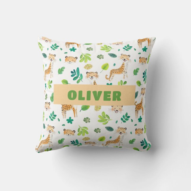 Safari Animals Nursery Room Cute Wildlife Pattern Cushion (Back)