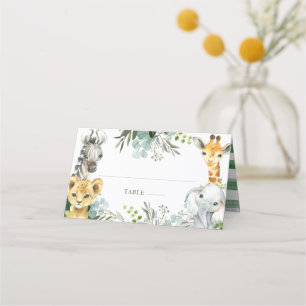 Safari Animals Oh Baby Greenery Jungle Baby Shower Place Card