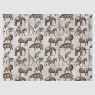 Safari Animals on Light Grey Decoupage Tissue Paper