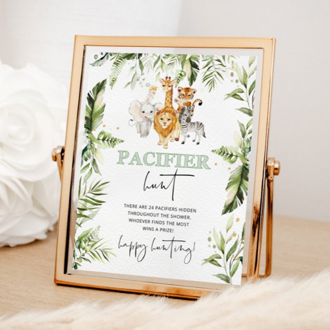 Safari animals Pacifier hunt baby shower game Poster (Creator Uploaded)