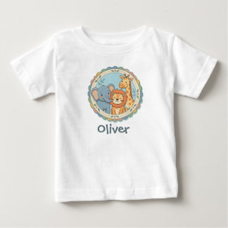 Safari Animals Pastel Elephant Lion Giraffe Baby T-Shirt