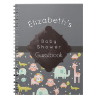Safari Animals Pattern Baby Shower Guestbook