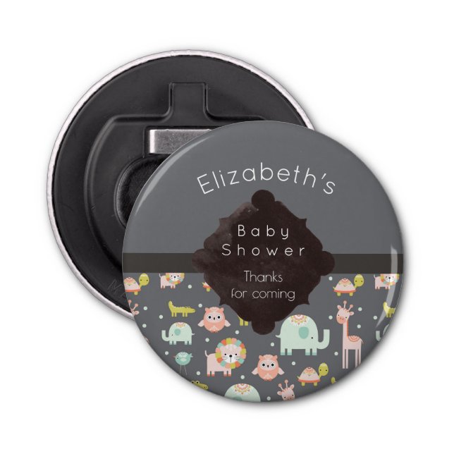 Safari Animals Pattern Nursery Art Baby Shower Bottle Opener (Front)