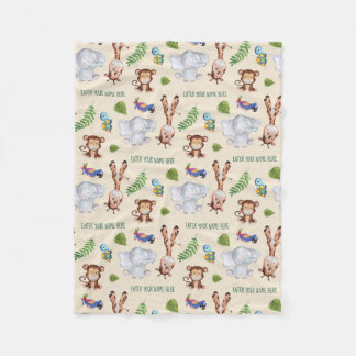 Safari Animals Patterned Fleece Blanket
