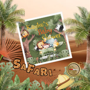 Safari Animals Personalised Baby Shower Napkin