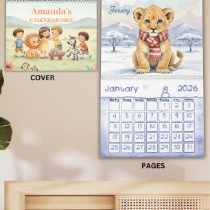 Safari Animals Personalized Kids Calendar 2026