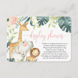 Safari animals pink greenery display shower enclosure card