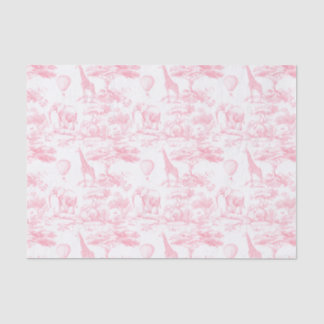 Safari Animals Pink Toile de Jouy  Tissue Paper