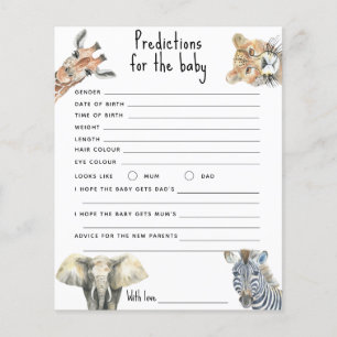 Safari animals - predictions and advice baby