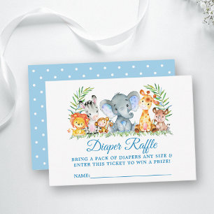 Safari Animals Shower Diaper Raffle Ticket Dots Enclosure Card