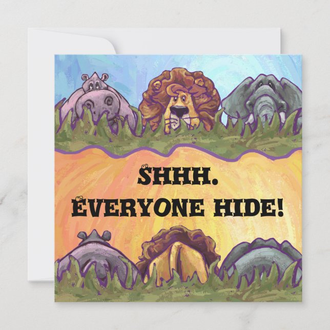Safari Animals Surprise Party Invitation (Front)