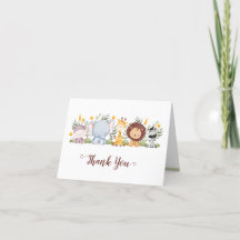 Safari Animals Thank You Cards Jungle Baby Shower