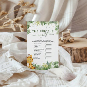 Safari Animals The Right Price Baby Shower Game
