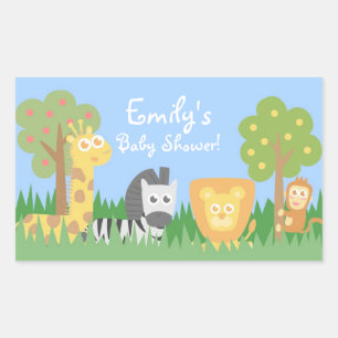 Safari Animals Theme Baby Shower Decorations Rectangular Sticker