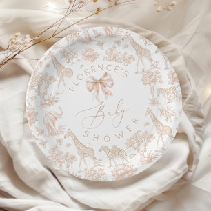 Safari animals Toile de Jouy Baby shower Boho Paper Plate