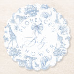 Safari animals Toile de Jouy Baby shower  Paper Coaster<br><div class="desc">Safari animals Toile de Jouy Baby shower Paper Coaster 
Matching items available.</div>
