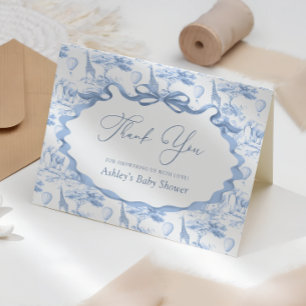 Safari Animals Toile de Jouy Baby Shower Thank You Card